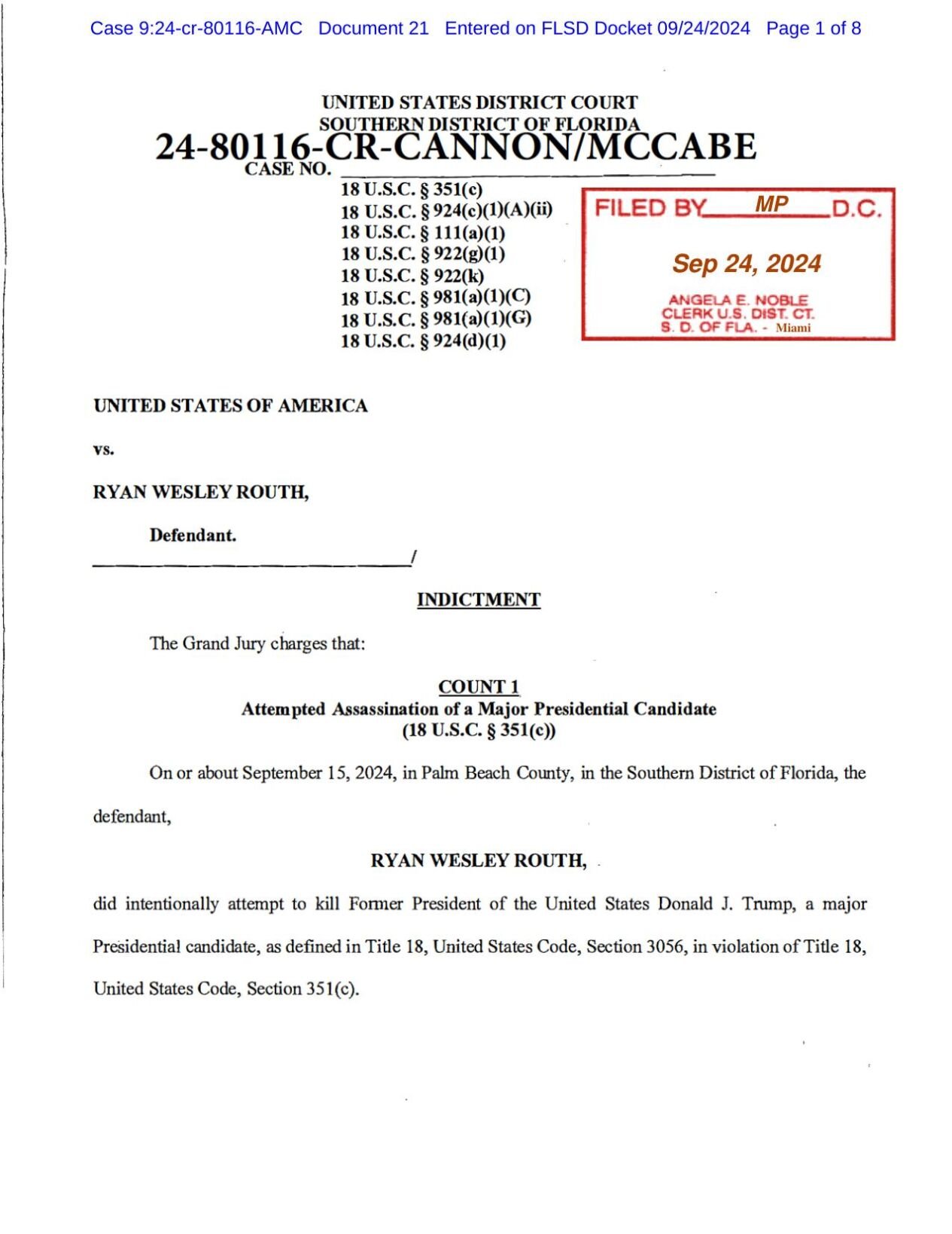 Routh indictment 9-24-24