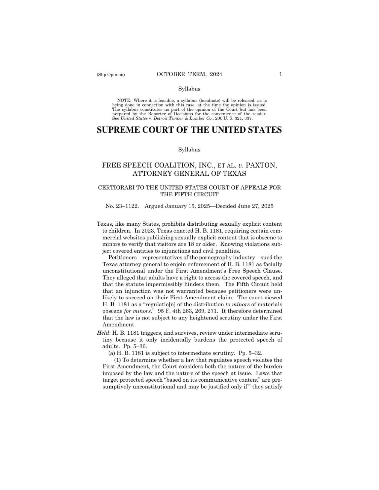 Paxton Supreme Court decision