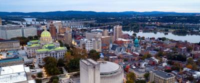 FILE - PA Harrisburg aerial view