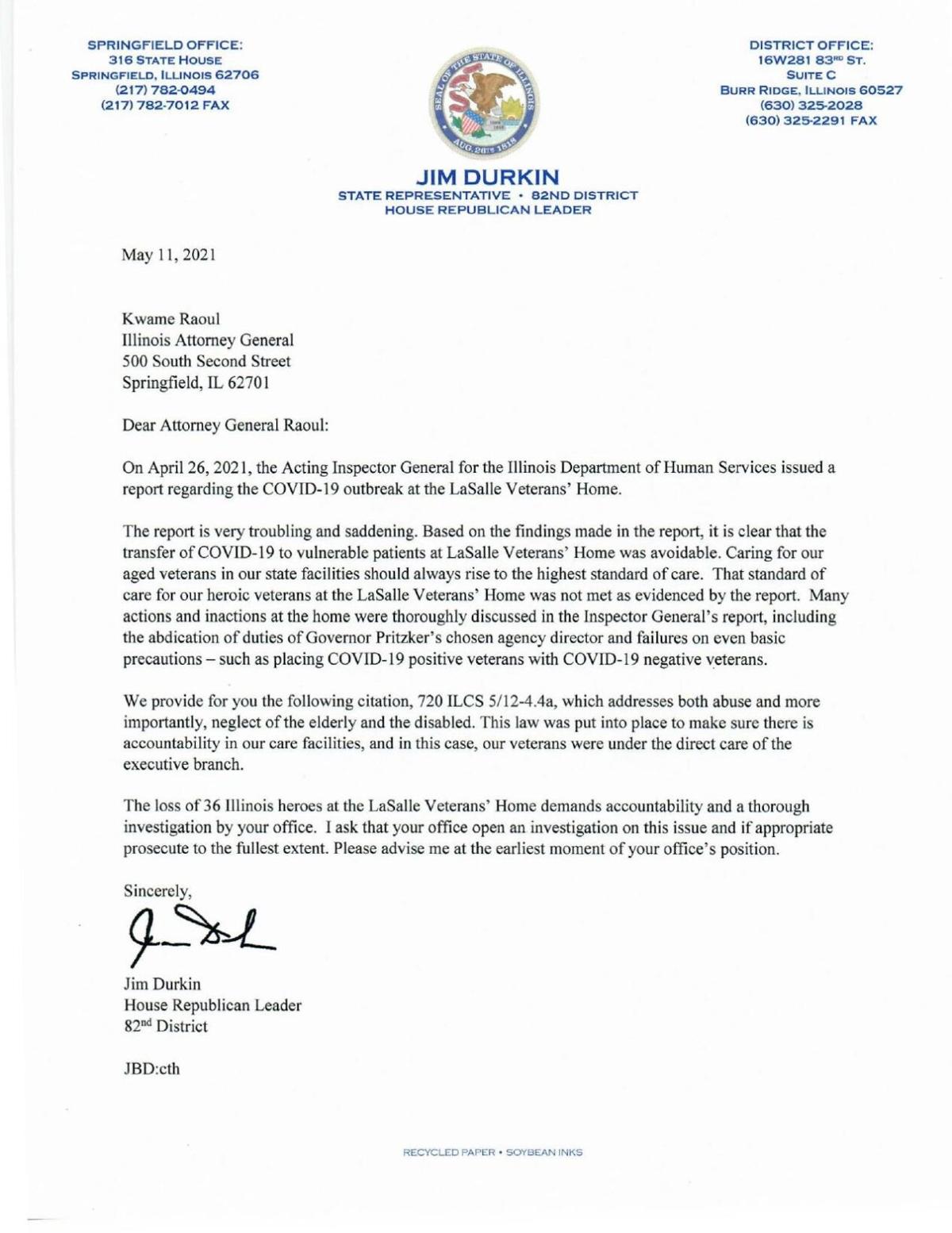 IL HOUSE GOP LETTER TO AG