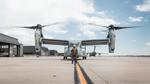 Marine observes MV-22 Osprey startup at Colorado air base