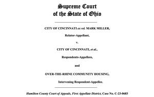 The Buckeye Institute argues taxpayer can file lawsuit on behalf of Cincinnati