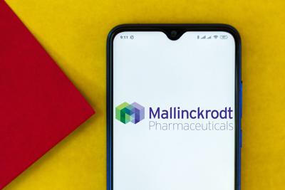 FILE - Mallinckrodt logo on a cell phone