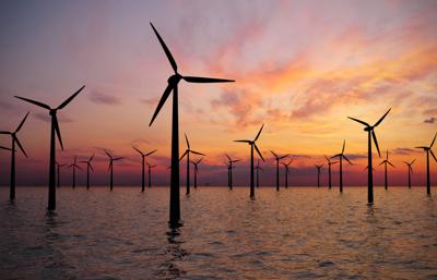 FILE - Offshore wind turbines