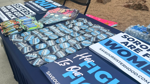 Table set up outside courthouse for women's rights case in Colorado