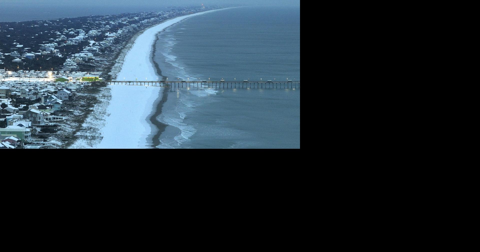 Snow coats North Carolina beaches