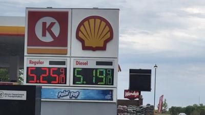A photo from May 18, 2022, in the Chicago suburbs showing the price of a gallon of gas.