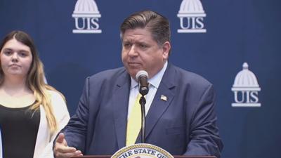 Gov. J.B. Pritzker during an event in Springfield