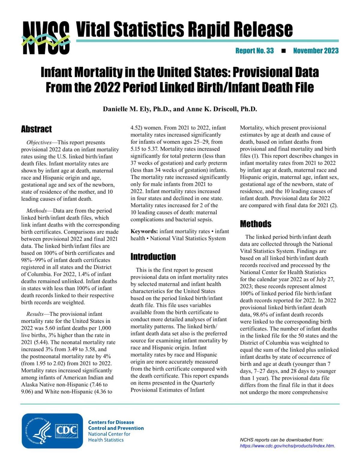 Infant mortality report