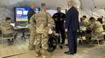 Donald Trump speaks with Texas officials at Operation Lone Star base in Eagle Pass, Texas.