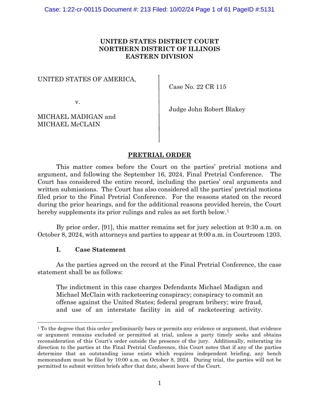 Judge denies defense motions as Madigan case heads to trial next week ...