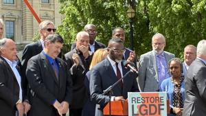 Johnson, municipal leaders statewide clash with Pritzker over local funding cuts