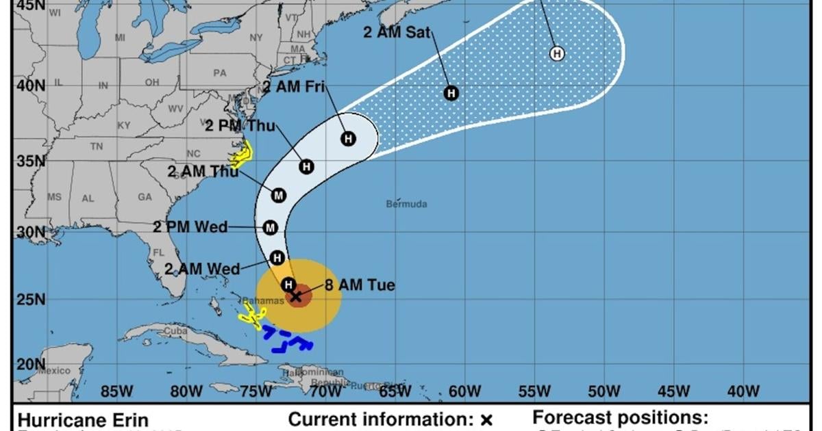 Erin: Category 2 hurricane expected to begin turn Tuesday