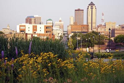 FILE - Des Moines, Iowa, skyline