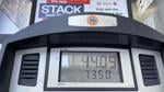 Gas pump display showing price and gallons in Anaheim California