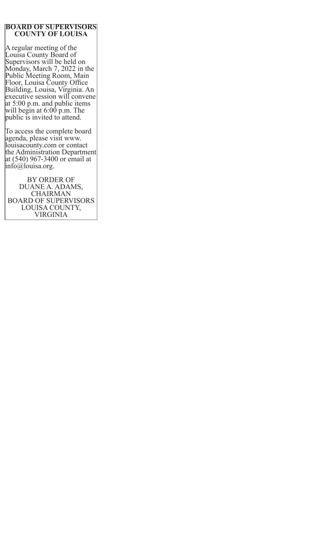 BOARD OF SUPERVISORS