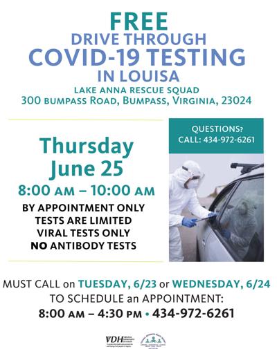 Coronavirus testing at Lake Anna Rescue Squad