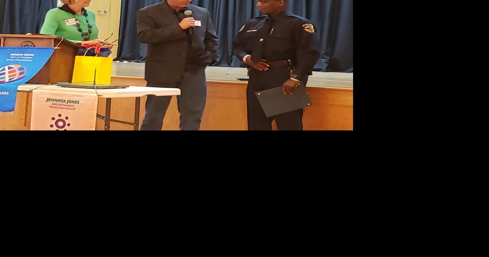 Rotary Club of Matthews recognizes Matthews police officer that helped stranded motorist