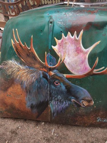 Moose Painted on Truck Hood at Frontier Town