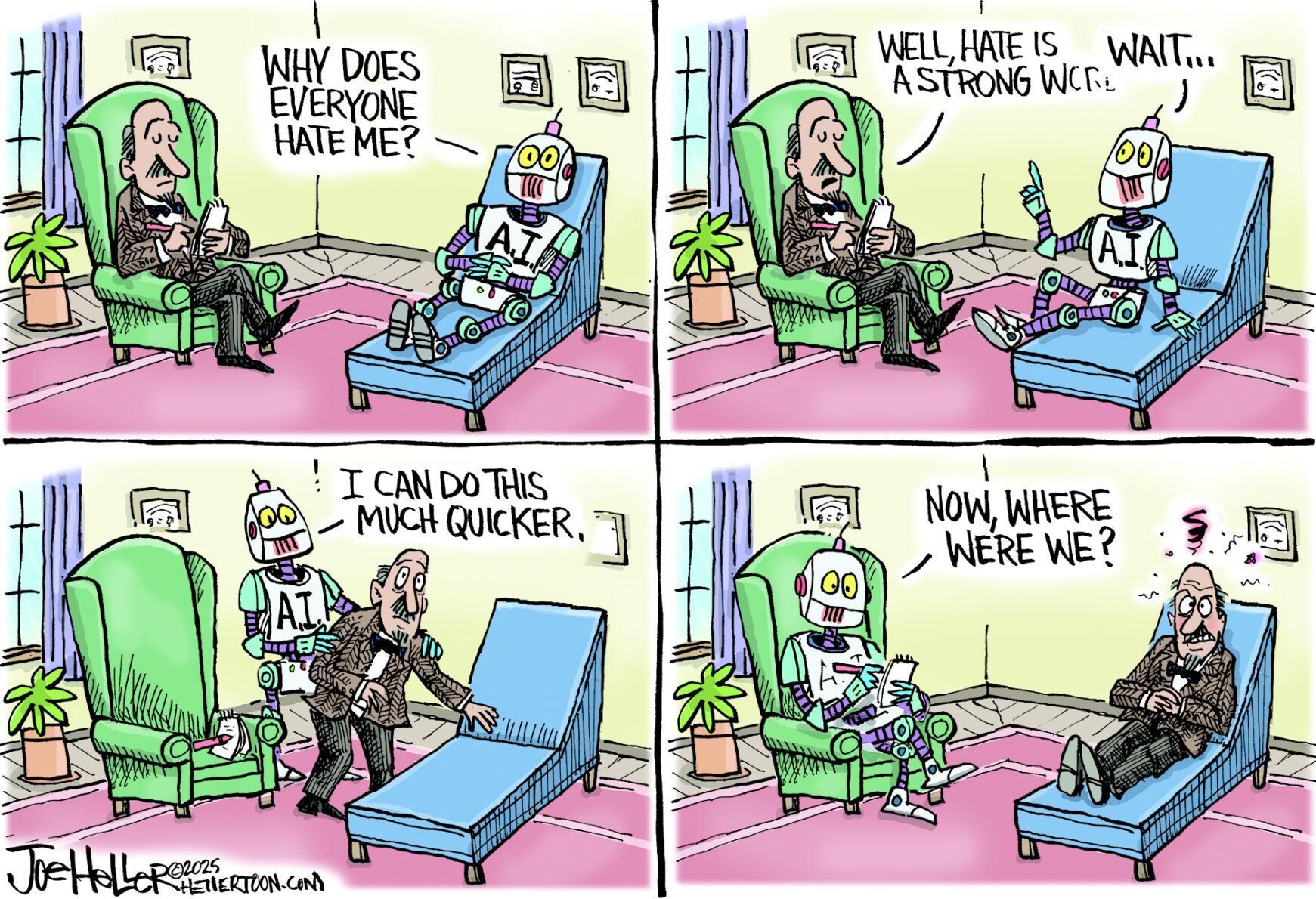 Heller cartoon- AI Hate | Comics Puzzles | thecomanchechief.com