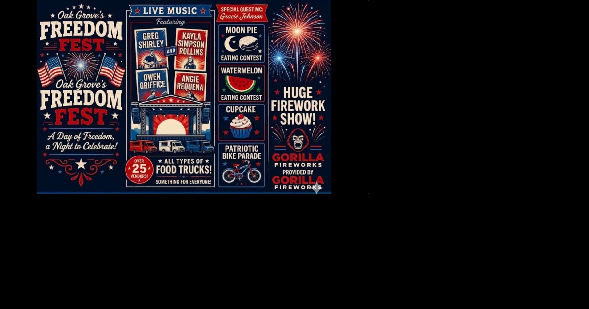 Oak Grove Freedom Fest Set for June 27 at Oak Grove Memorial Park Jun 20, 2026