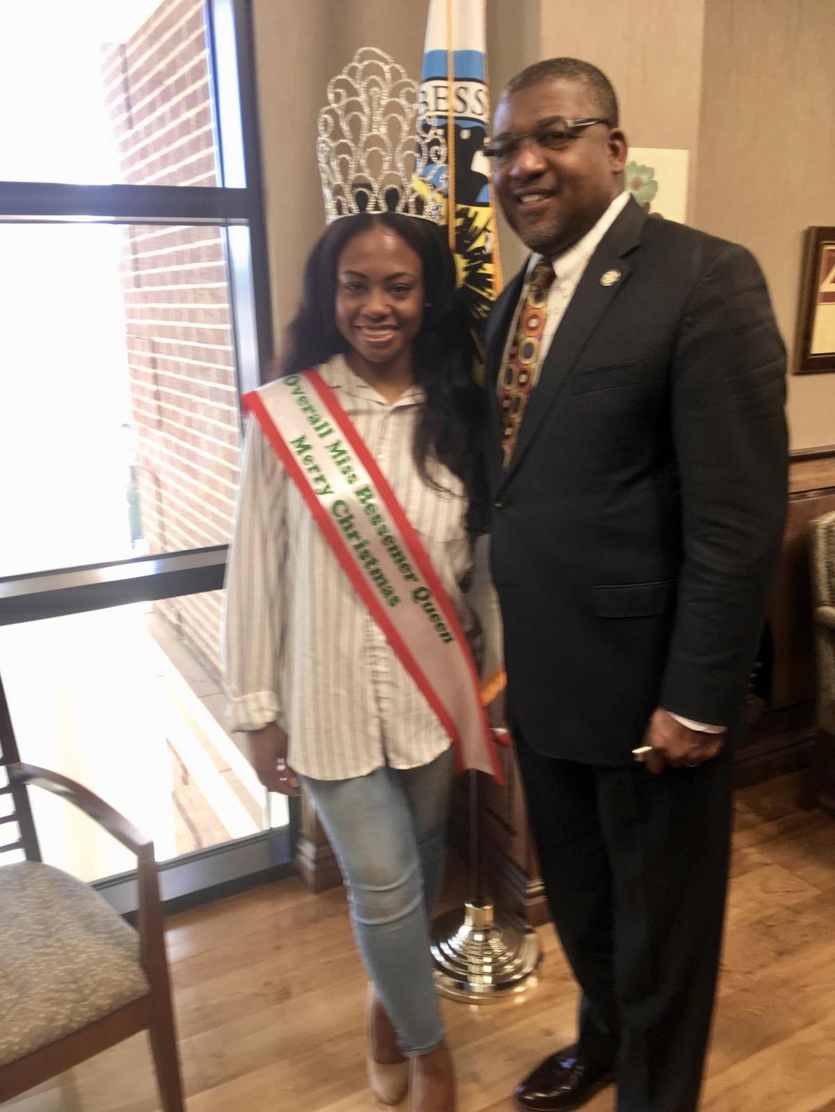 Miss Bessemer Queen Merry Christmas Overall Supreme Kaylin Hudson Visits Bessemer Mayor Kenneth Gulley