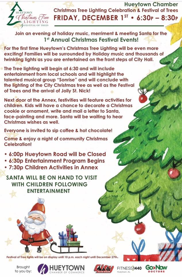 Hueytown Christmas Tree Light Celebration Festival Of Trees Friday Dec 1 6 30 P M 8 30 P M Calendar Thecutoffnews Com