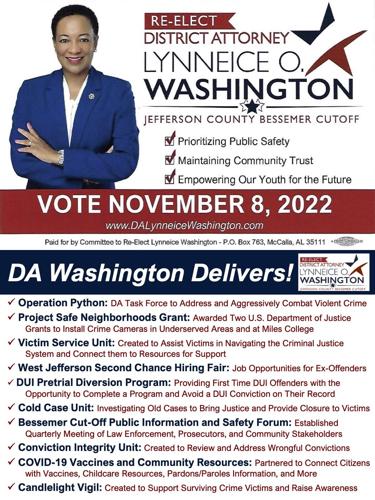 Meet Incumbent District Attonery Lynneice O Washington Democratic