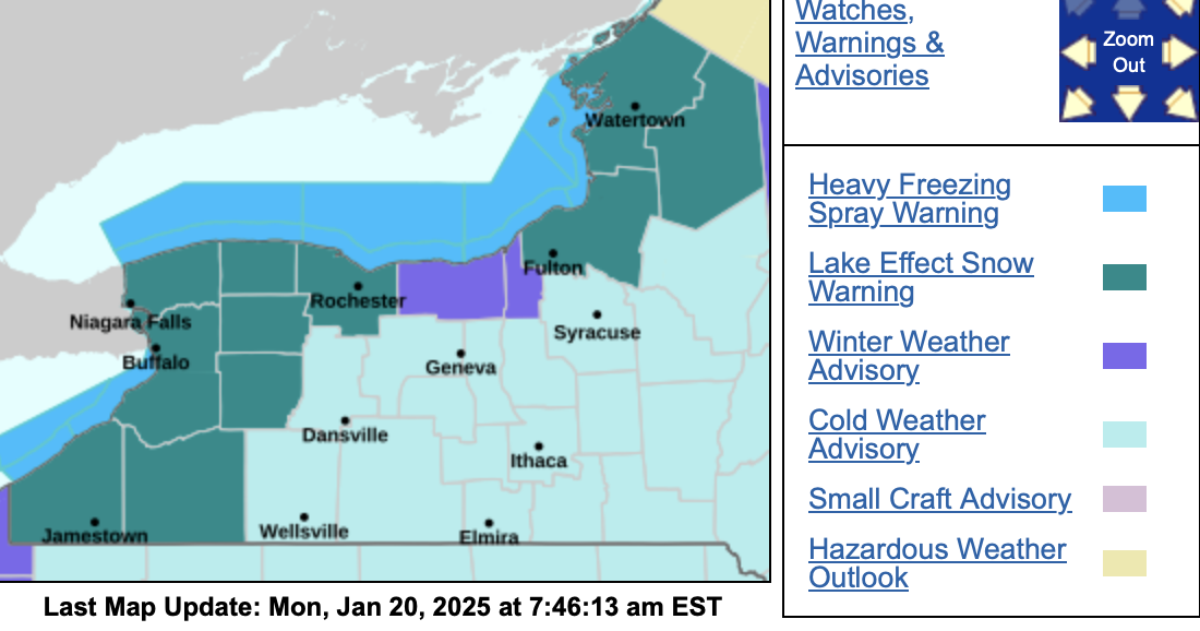 UPDATE: Lake effect snow warnings and cold weather advisories issued ...