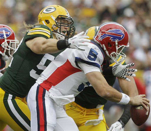 Green Bay Packers linebacker Clay Matthews stands on the field