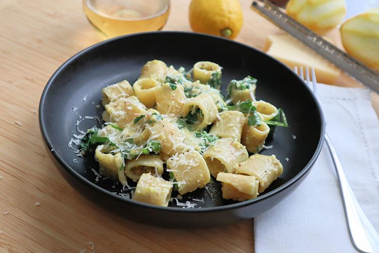 Lemon Phot Lemon pesto pasta with silvered almonds brightens a fall day ...