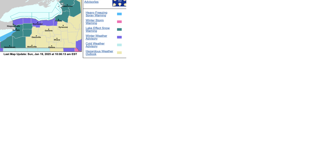 UPDATE: Lake effect snow warnings issued for Wyoming and Genesee counties; winter weather advisory for Orleans