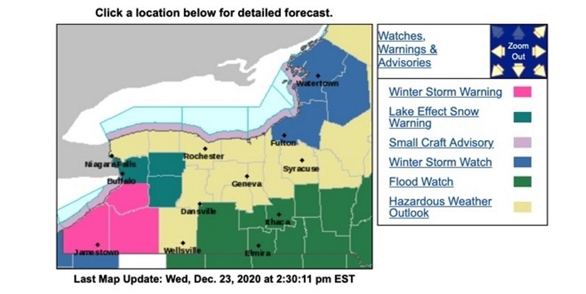 Lake effect snow warning issued for Genesee and Wyoming counties | Top ...