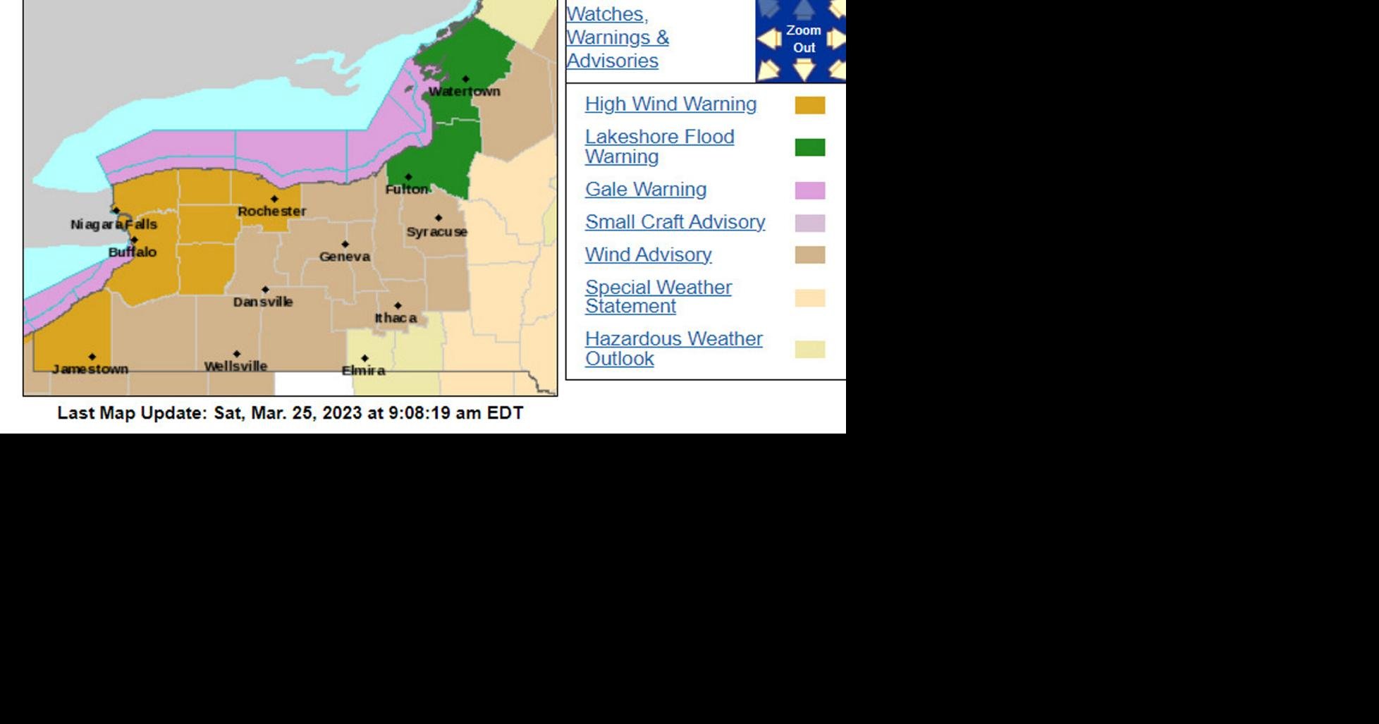 High wind warning begins tonight for Genesee, Orleans, Wyoming counties