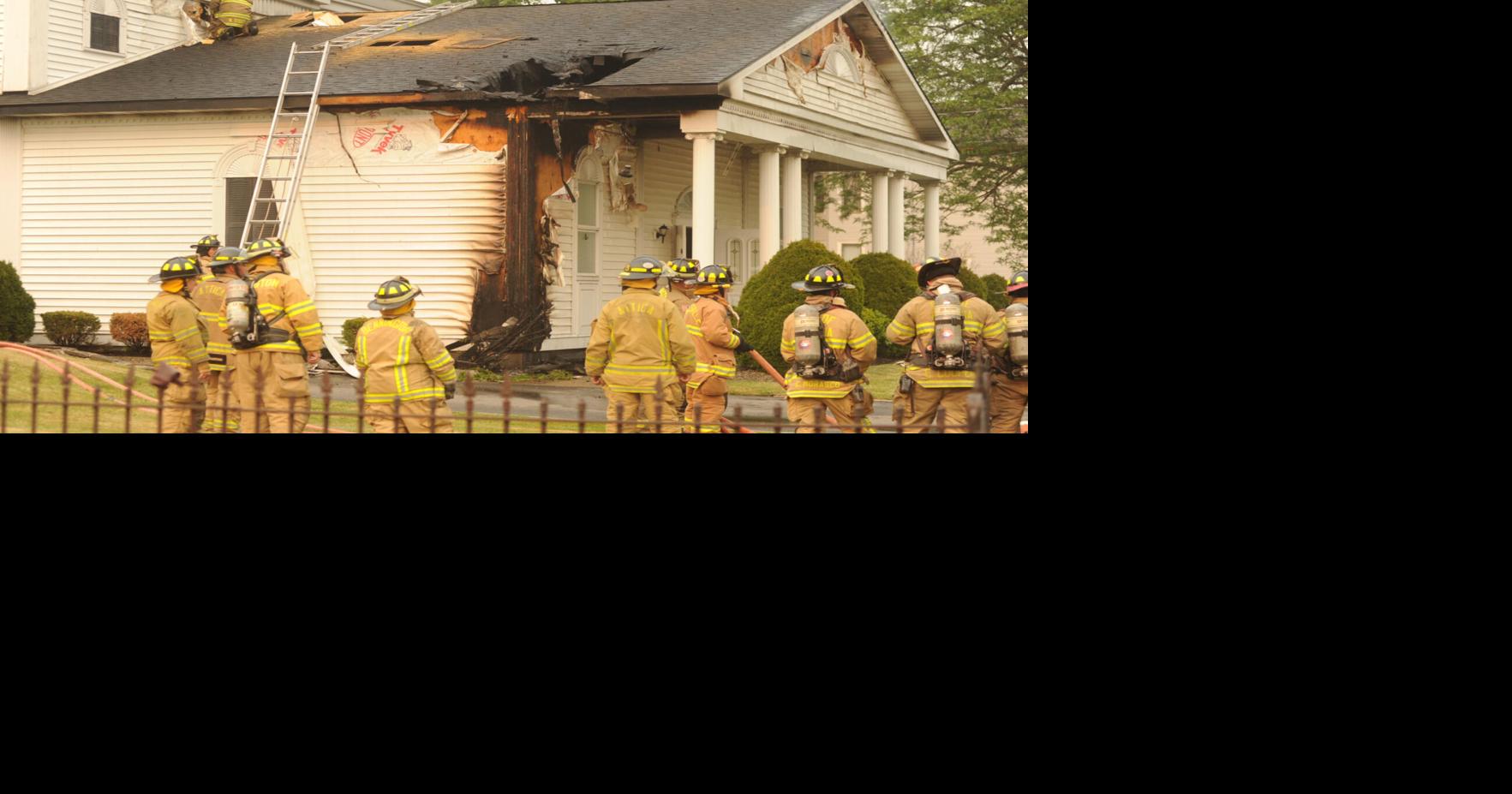 (UPDATE) WATCH Fire departments work to extinguish Marley Funeral Home