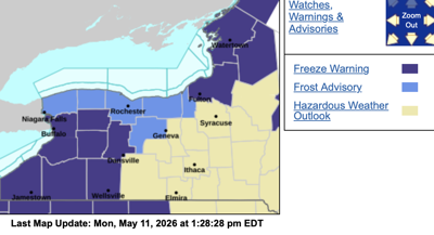 Freeze warning issued for Genesee, Livingston and Wyoming counties ...