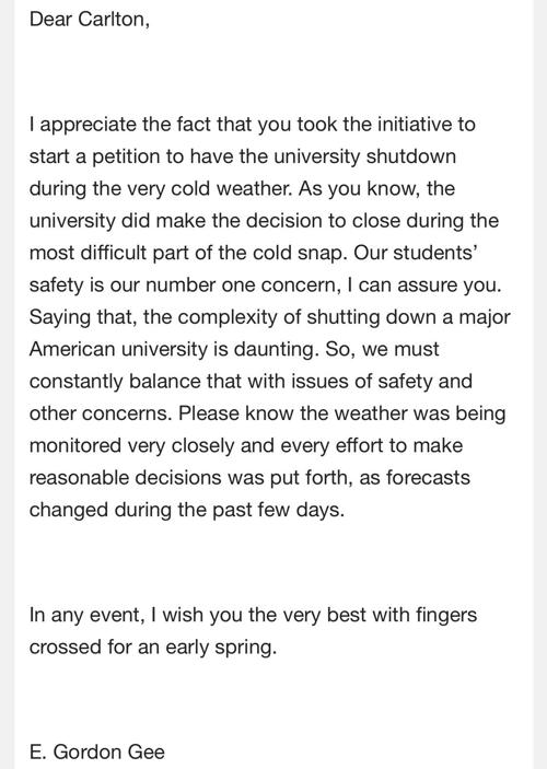 Carlton Howard receives Gee email