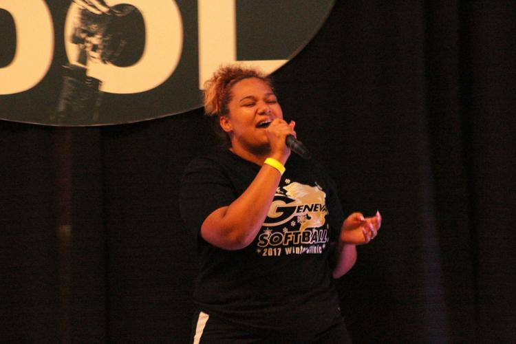 Daja Barratt singing during Mountaineer Idol