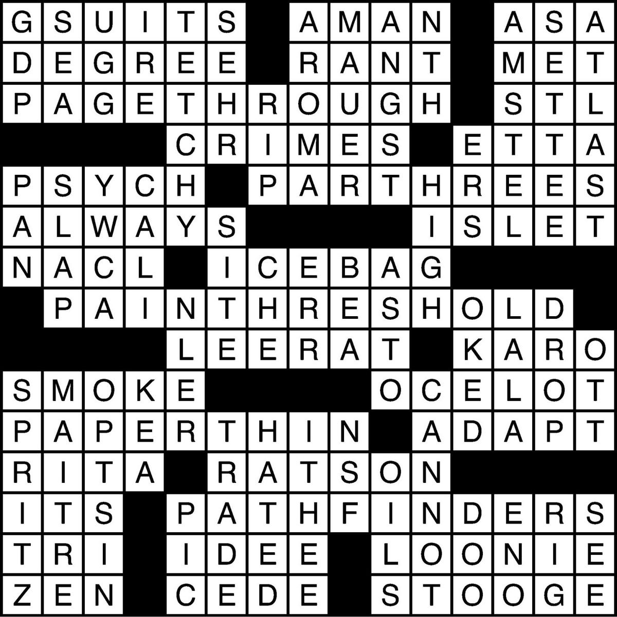 041918 Crossword Puzzle Answers