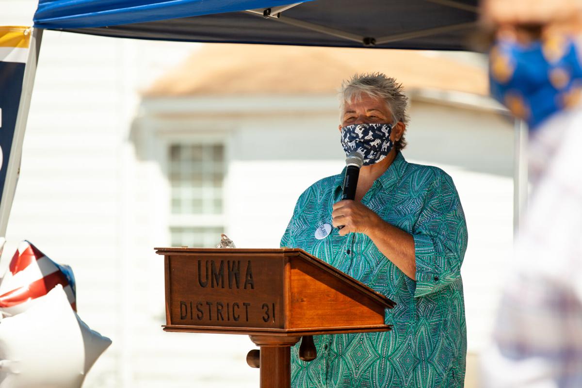 State Chair of the West Virginia Democratic Party Belinda Biafore speaks at the ribbon cutting ceremony for Democratic gubernatorial candidate Ben Salango campaign's field office in Morgantown on August 19, 2020 .