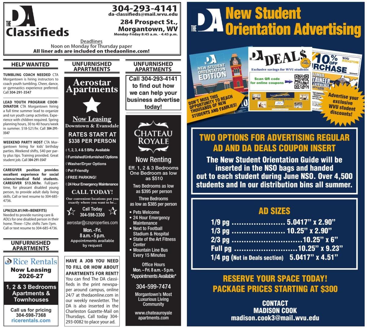 Classifieds | Display Classifieds | thedaonline.com