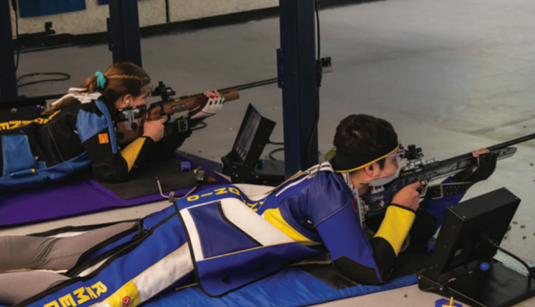 Saturday morning: Members of the WVU rifle team combined to shoot 4719, placing them ahead of Akron and NC State on Nov. 18, 2019.