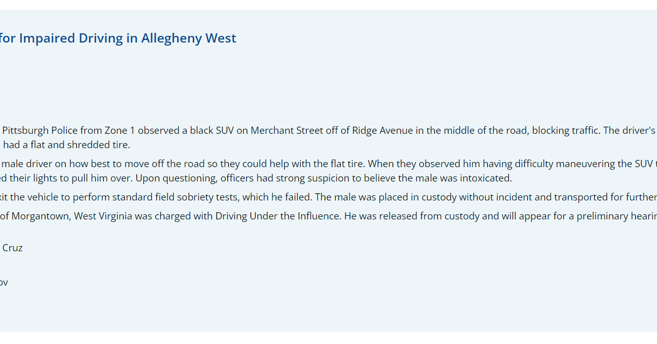 Huggins DUI public safety blotter - Vimarsana News