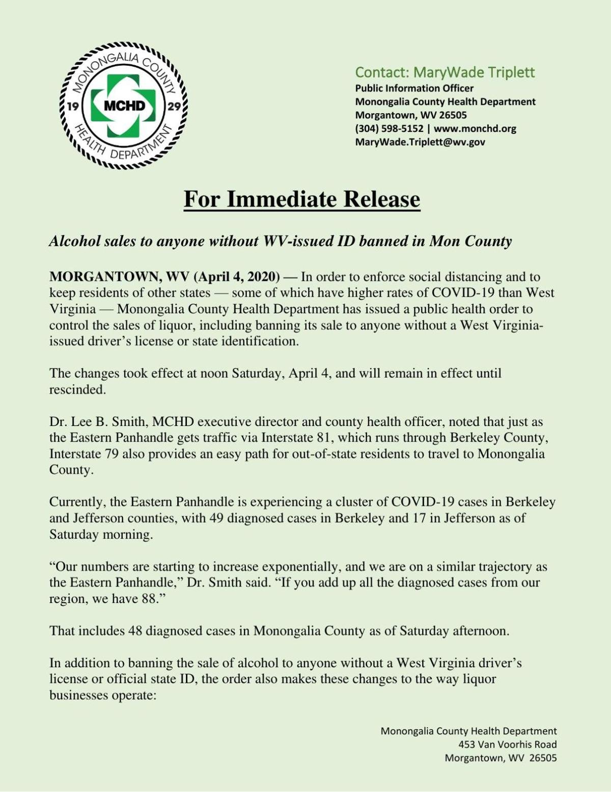 Mon County Liquor Sales Banned For Non Wv Residents Morgantown News Thedaonline Com