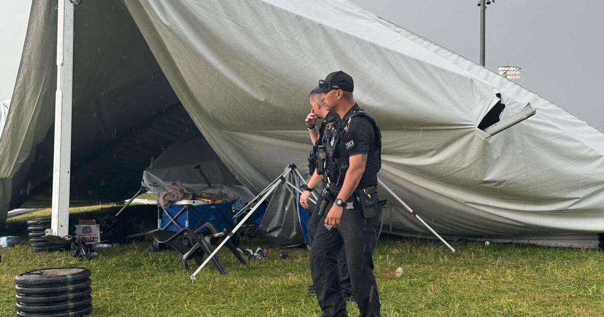 Tent falls due to extreme weather during WVU Baseball Super Regional, multiple injured