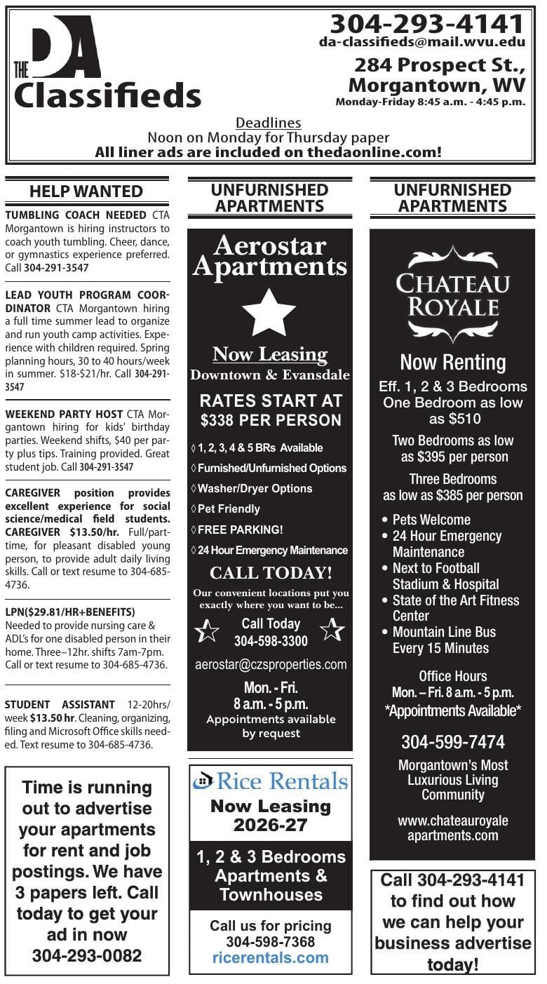 Classifieds | Display Classifieds | thedaonline.com