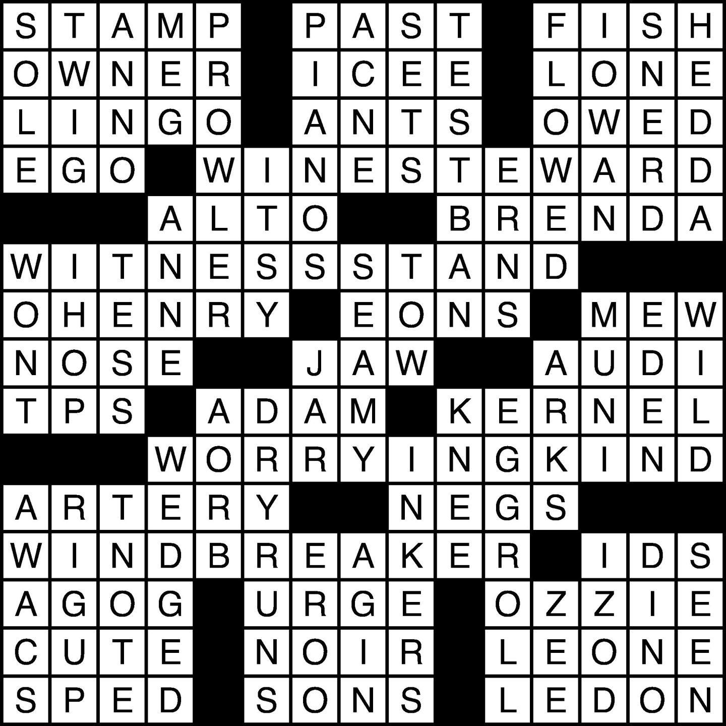 1719 Crossword Puzzle Answers