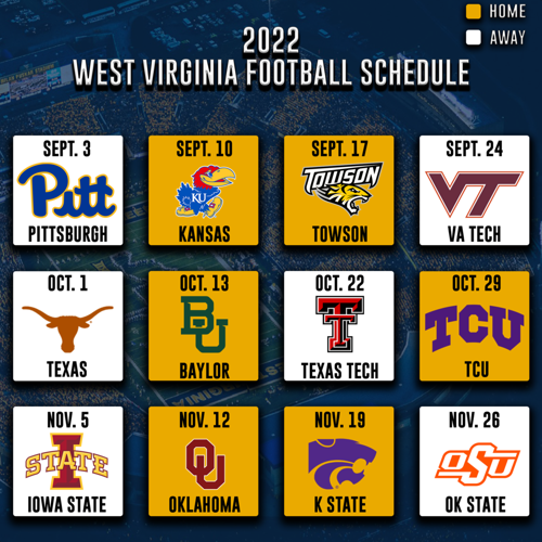 Mountaineer Football Schedule 2022 2022 West Virginia Football Schedule Released | Wvu Football |  Thedaonline.com