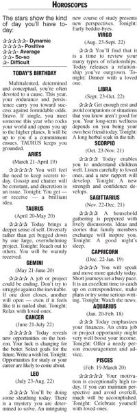 Horoscopes | Features | thederrick.com