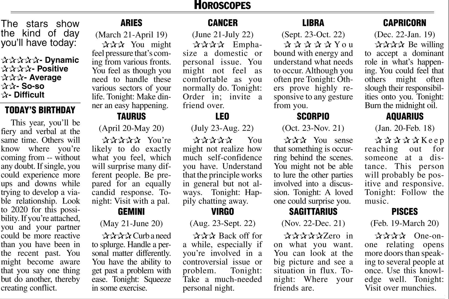 Horoscopes Opinion